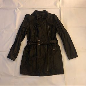 Faux Leather Trench